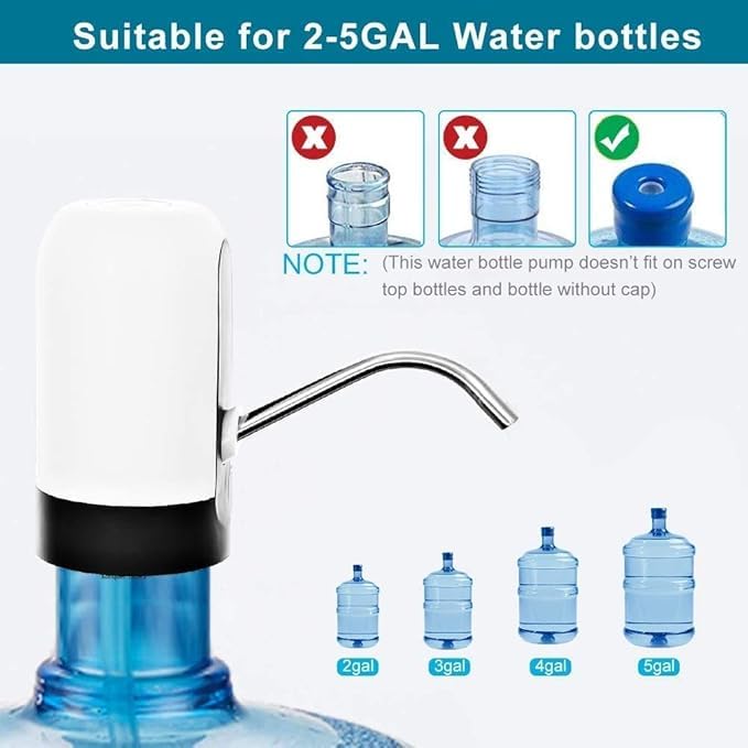 SmartTouch Wireless Water Dispenser โ Automatic Pump for 20L Bottles (White/Black)