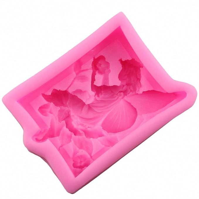 Floral Fairy Girl and Flowers Soap Mold Spirit with Angel Wings Silicone Mould for Handmade Lotion Bar