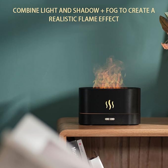 Flame Aroma Diffuser & Cool Mist Humidifier | Essential Oil Diffuser with Fire Effect for Home, Office, Bedroom, Spa, Gym | Silent Operation, Air Purifier & Mood Light