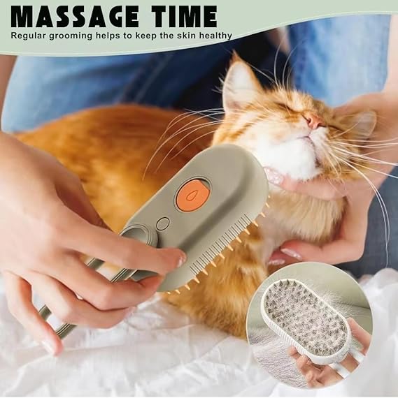 Pet Steam Brush for Dogs & Cats – 3-in-1 Electric Water Brush with Soft Silicone Massage, Grooming & Spa Cleaning | USB Rechargeable