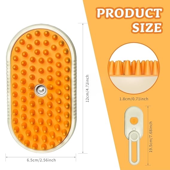 Pet Steam Brush for Dogs & Cats – 3-in-1 Electric Water Brush with Soft Silicone Massage, Grooming & Spa Cleaning | USB Rechargeable