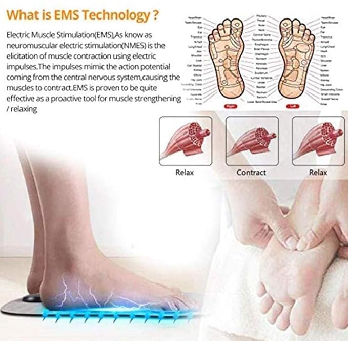 Advanced EMS Foot Massage Pad – Rechargeable Electric Therapy Device for Foot Pain Relief, Muscle Stimulation, and Relaxation at Home, Office, or While Traveling