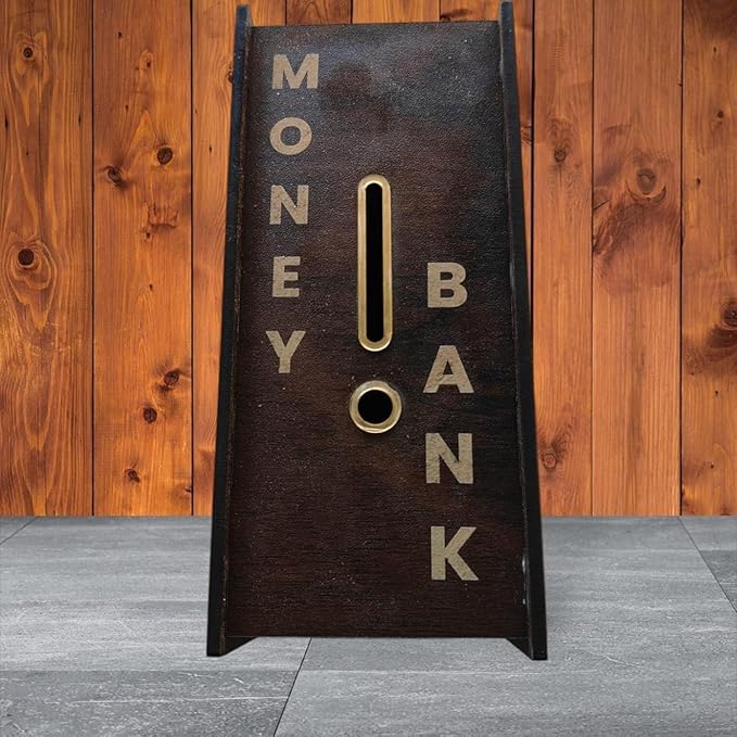 Wooden Piggy Bank with Lock for Kids & Adults β Carved Money Box, Smart Coin Saver, Donation & Savings Bank, Mini Money Safe with Number Engraving