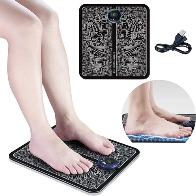Advanced EMS Foot Massage Pad – Rechargeable Electric Therapy Device for Foot Pain Relief, Muscle Stimulation, and Relaxation at Home, Office, or While Traveling