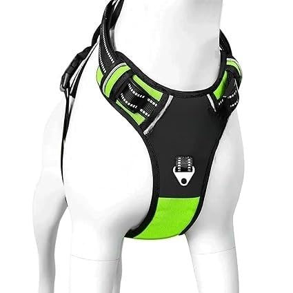 Dog Harness, No Pull Dog Belt, Reflective Dog Vest Harness, Soft Padded Easy Control Dog Body Belt, for Large Medium & Small Dogs Body Belt for Dogs (Green - Black, M)