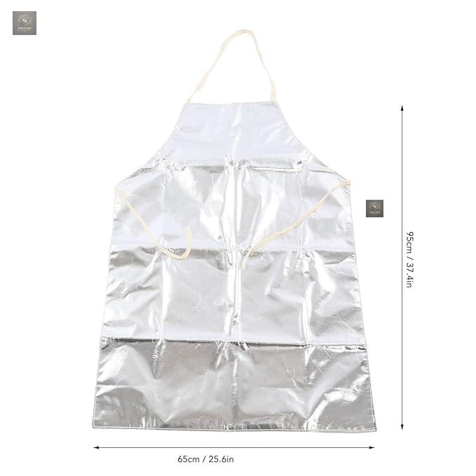 SHYAM DYNAMIC GROUP Heat Resistant Apron, 1000℃ Heat Resistant Aluminum Foil Apron High Temperature Resistant Working Apron, Lace Up Safety Work Apron for Welding Cooking BBQ