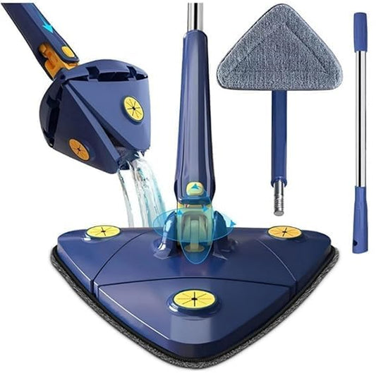 Triangle Floor Mop – 360° Rotating Push-Pull Squeeze Mop with Long Adjustable Handle, Removable Washable Microfiber Pad, Multi-Surface Cleaner for Tile, Wood & Laminate Floors