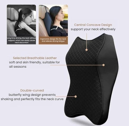 Neck Rest Cushion for Car & Chair – Memory Foam Headrest Support Pillow for Office, Back Support, and Travel – Ergonomic Comfort for Neck and Spine – Black