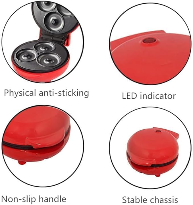 Mini Donut Maker Machine | Non-Stick Electric Donut Press | Fast Baking with Double-Sided Heating Plates