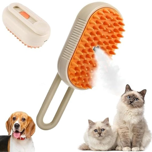 Pet Steam Brush for Dogs & Cats – 3-in-1 Electric Water Brush with Soft Silicone Massage, Grooming & Spa Cleaning | USB Rechargeable