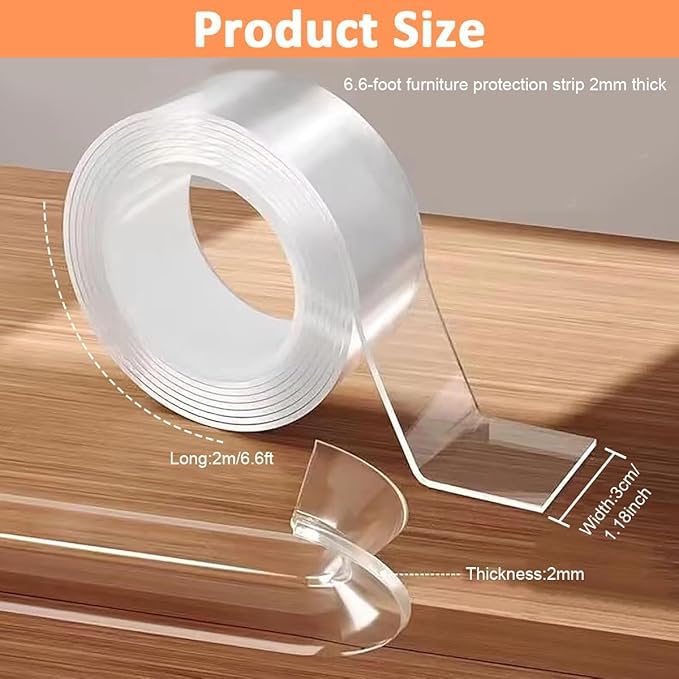SoftGuard 6.6ft Clear Silicone Baby Proofing Protector Strip – Self-Adhesive Furniture Corner & Edge Protector for Safe Baby Spaces