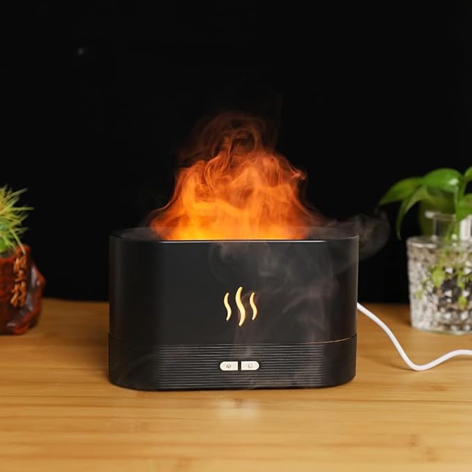 Flame Aroma Diffuser & Cool Mist Humidifier | Essential Oil Diffuser with Fire Effect for Home, Office, Bedroom, Spa, Gym | Silent Operation, Air Purifier & Mood Light