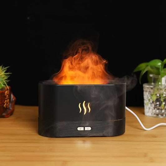 Flame Aroma Diffuser & Cool Mist Humidifier | Essential Oil Diffuser with Fire Effect for Home, Office, Bedroom, Spa, Gym | Silent Operation, Air Purifier & Mood Light