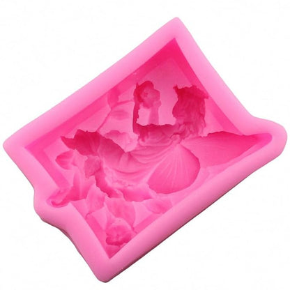Floral Fairy Girl and Flowers Soap Mold Spirit with Angel Wings Silicone Mould for Handmade Lotion Bar