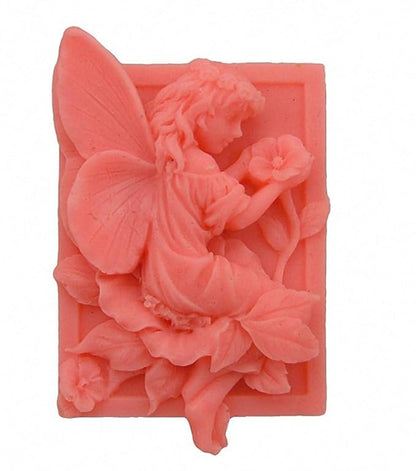 Floral Fairy Girl and Flowers Soap Mold Spirit with Angel Wings Silicone Mould for Handmade Lotion Bar