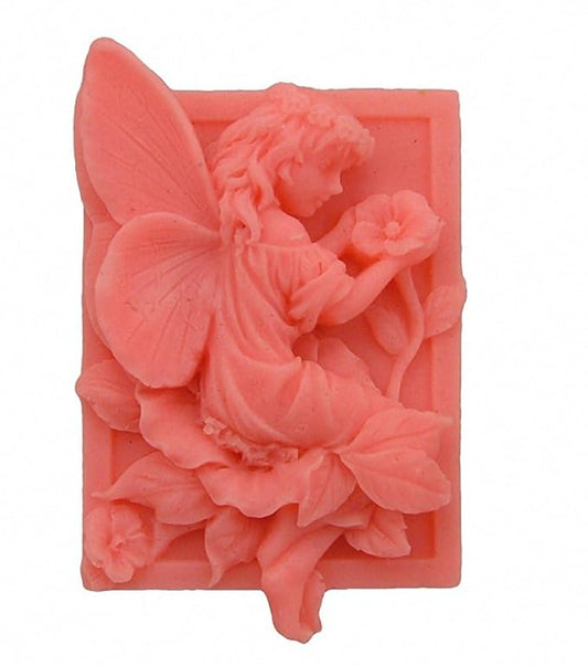Floral Fairy Girl and Flowers Soap Mold Spirit with Angel Wings Silicone Mould for Handmade Lotion Bar