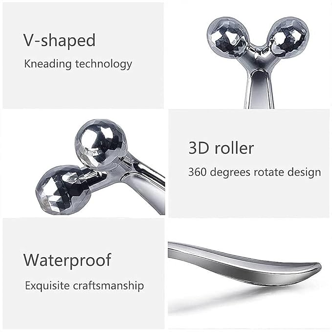 Roller Massager for Face | Chrome Ball Facial Massager for Toning, Lifting & Contouring | Natural Skincare Tool for Radiant Skin