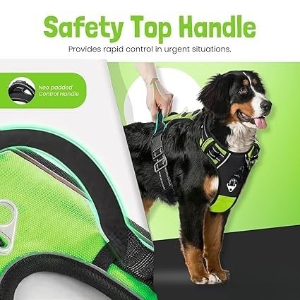 Dog Harness, No Pull Dog Belt, Reflective Dog Vest Harness, Soft Padded Easy Control Dog Body Belt, for Large Medium & Small Dogs Body Belt for Dogs (Green - Black, M)