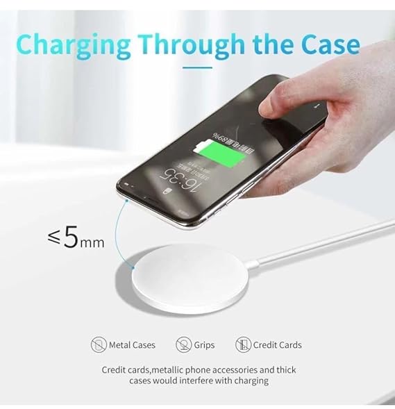 Wireless Mobile Induction Charging Pad, QI-Enabled Devices Compatible, with Cable
