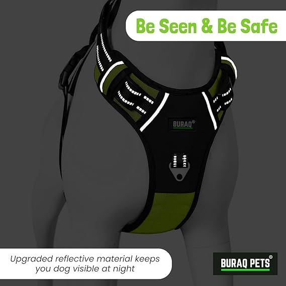 Dog Harness, No Pull Dog Belt, Reflective Dog Vest Harness, Soft Padded Easy Control Dog Body Belt, for Large Medium & Small Dogs Body Belt for Dogs (Green - Black, M)