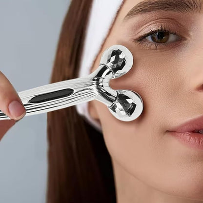 Roller Massager for Face | Chrome Ball Facial Massager for Toning, Lifting & Contouring | Natural Skincare Tool for Radiant Skin