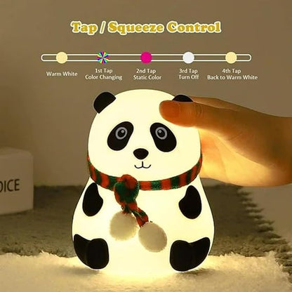 Silicone Panda Night Lamp for Kids – Color Changing LED Nursery Light, BPA-Free, Tap Control, Soft & Safe for Baby Room