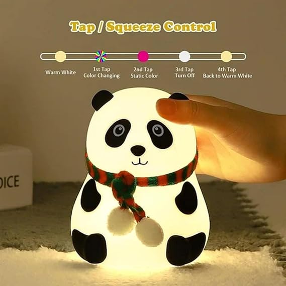Silicone Panda Night Lamp for Kids – Color Changing LED Nursery Light, BPA-Free, Tap Control, Soft & Safe for Baby Room