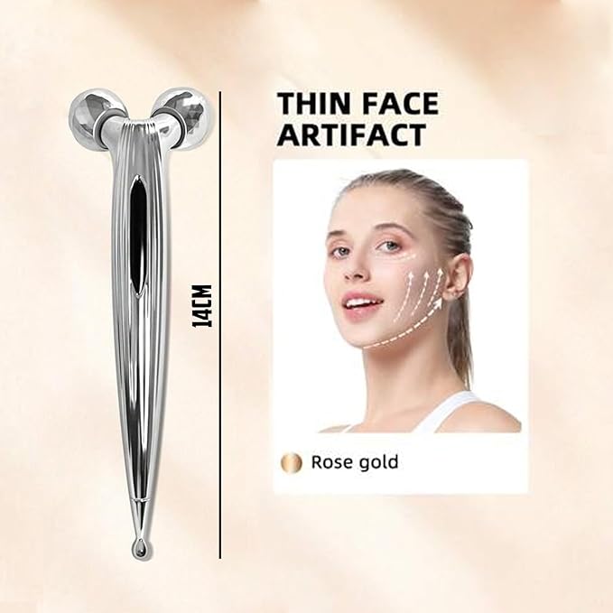 Roller Massager for Face | Chrome Ball Facial Massager for Toning, Lifting & Contouring | Natural Skincare Tool for Radiant Skin