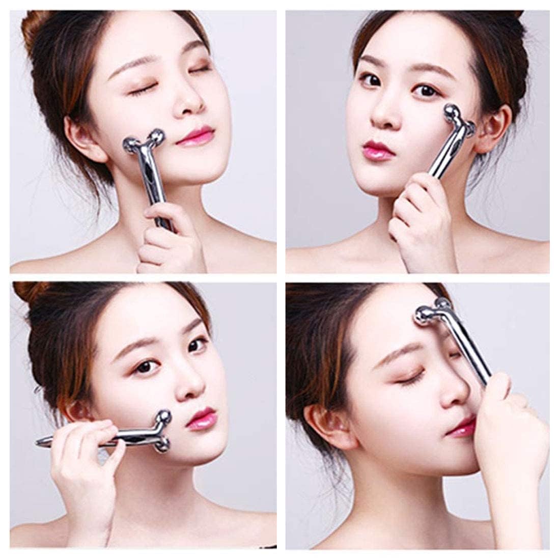 Roller Massager for Face | Chrome Ball Facial Massager for Toning, Lifting & Contouring | Natural Skincare Tool for Radiant Skin