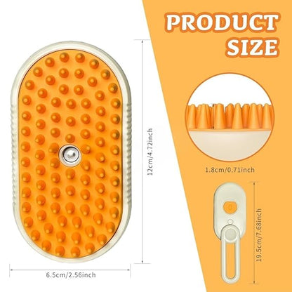 Pet Steam Brush for Dogs & Cats – 3-in-1 Electric Water Brush with Soft Silicone Massage, Grooming & Spa Cleaning | USB Rechargeable