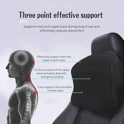 Neck Rest Cushion for Car & Chair – Memory Foam Headrest Support Pillow for Office, Back Support, and Travel – Ergonomic Comfort for Neck and Spine – Black