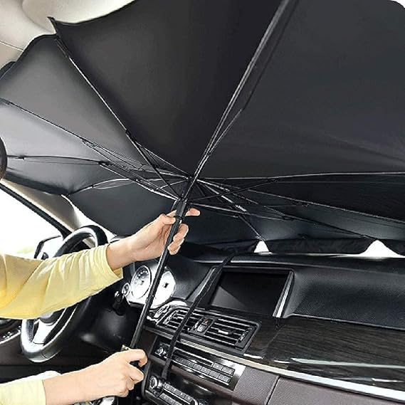 Car Windshield Sunshade Umbrella – Foldable Front Window Cover for Sun Protection & Heat Block, Universal Fit for Most Vehicles