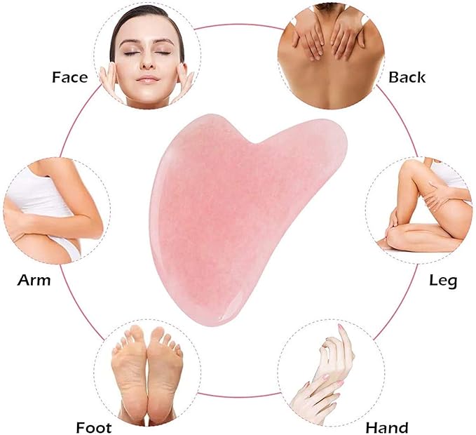 Rose Quartz Roller and Gua Sha Set - Anti-Aging Facial Roller for Face, Dark Circles & Puffiness - Natural Rose Quartz Massager for Smooth Skin, Contouring, and Relaxation