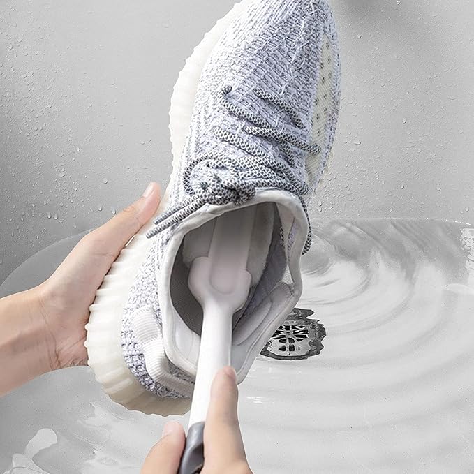 3-in-1 Shoe Scrubber – Long Handle, Hard Bristles for Sneakers, Boots, Suede – Unisex