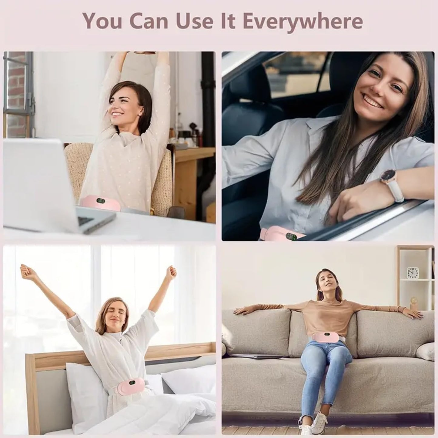 Period Pain Relief Heating Belt | Rechargeable Electric Heat Pad for Menstrual Cramps | Soft, Adjustable, Portable Design
