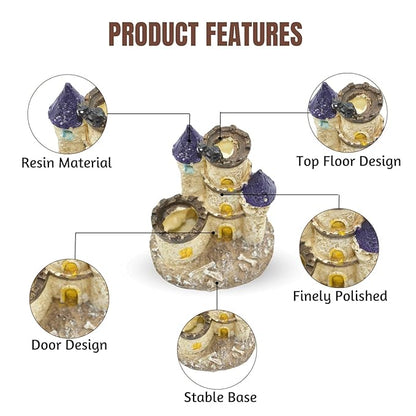 Thematic Ornament Resin Aquarium Decor - (Medieval Castle, Small, 13 x 10.5 x 9.5 cm) Unique Hideaway Natural Looking Landscape for Fish Tank Accessories, Pond and Turtle House