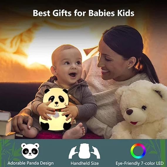 Silicone Panda Night Lamp for Kids – Color Changing LED Nursery Light, BPA-Free, Tap Control, Soft & Safe for Baby Room