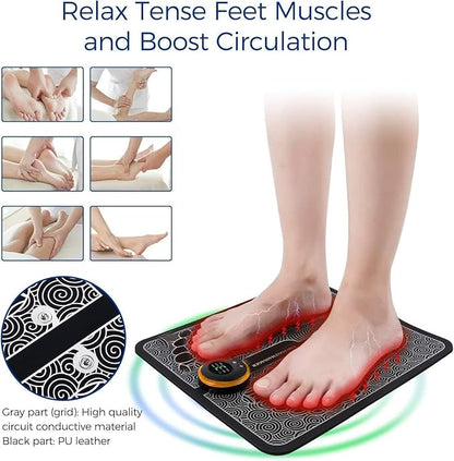 Advanced EMS Foot Massage Pad – Rechargeable Electric Therapy Device for Foot Pain Relief, Muscle Stimulation, and Relaxation at Home, Office, or While Traveling