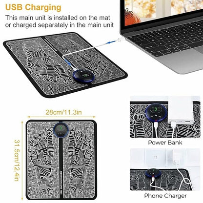 Advanced EMS Foot Massage Pad – Rechargeable Electric Therapy Device for Foot Pain Relief, Muscle Stimulation, and Relaxation at Home, Office, or While Traveling