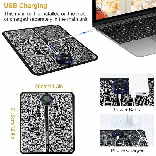 Advanced EMS Foot Massage Pad – Rechargeable Electric Therapy Device for Foot Pain Relief, Muscle Stimulation, and Relaxation at Home, Office, or While Traveling