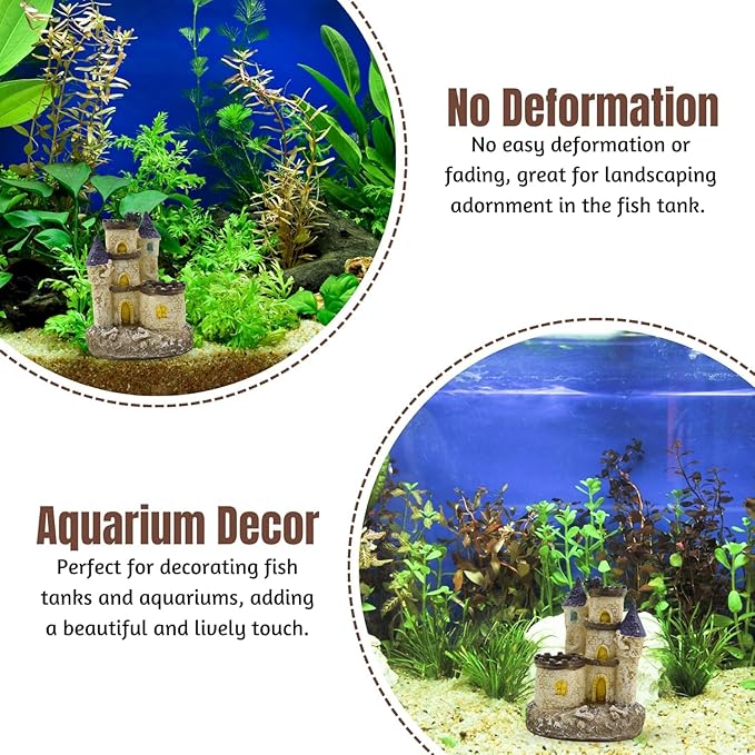 Thematic Ornament Resin Aquarium Decor - (Medieval Castle, Small, 13 x 10.5 x 9.5 cm) Unique Hideaway Natural Looking Landscape for Fish Tank Accessories, Pond and Turtle House