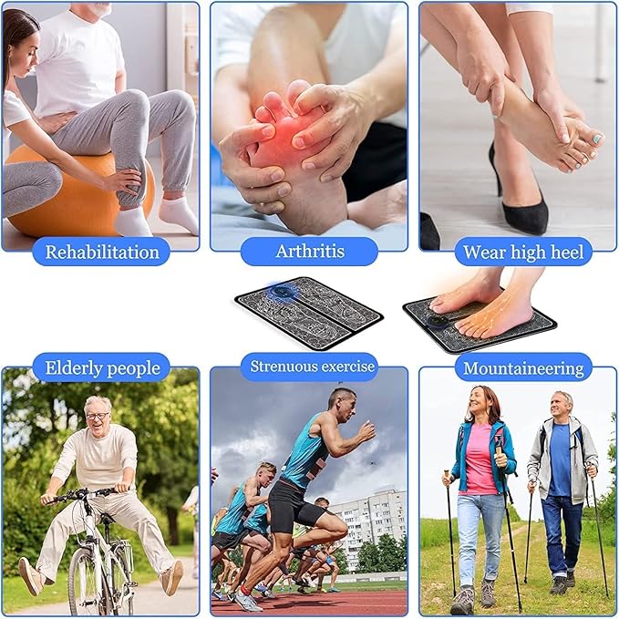 Advanced EMS Foot Massage Pad – Rechargeable Electric Therapy Device for Foot Pain Relief, Muscle Stimulation, and Relaxation at Home, Office, or While Traveling